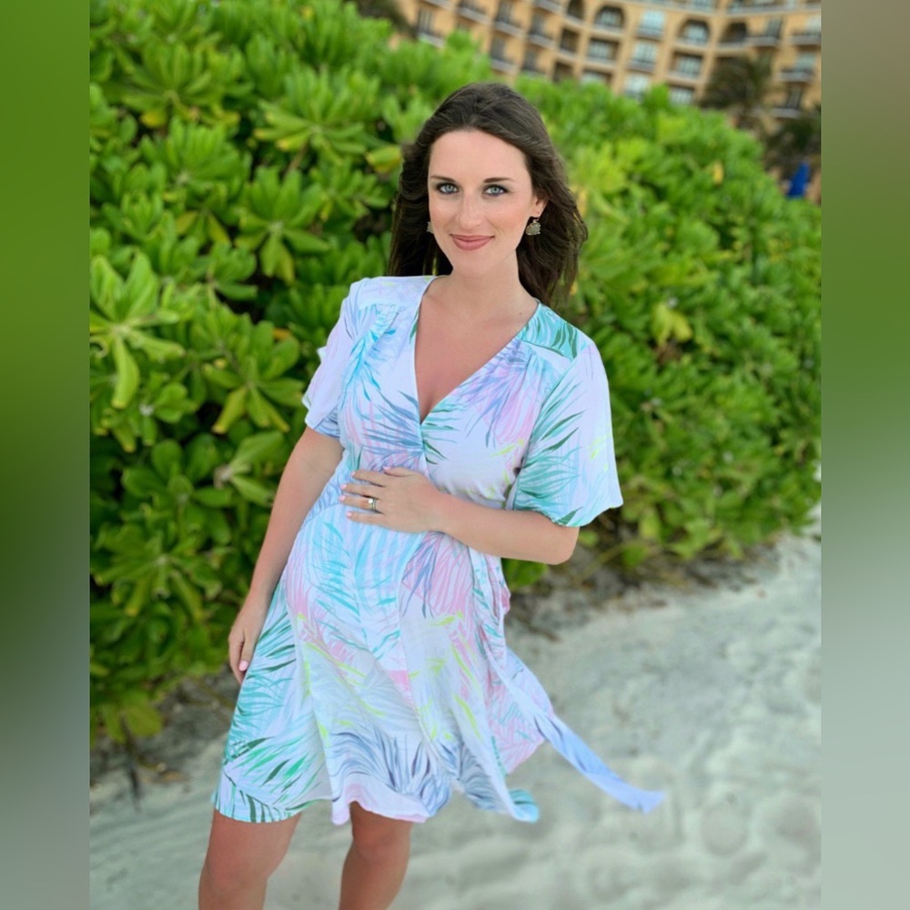 Seraphine maternity palm print dress size 4
